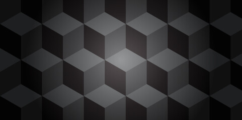 Minimal Abstract black and gray from cubes vector art design. Geometric tiles and mosaic creative stylish seamless pattern block cube background. minimal hexagon Cubes mosaic shape vector design.
