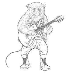 Slow Lorises Guitarist Line Art 1