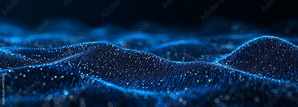 Poster Visualization of big data. Data technology illustration. 3D science background.