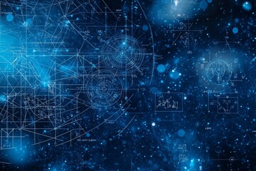 Fototapeta premium An illustration showing a set of mathematical formulas with a blue texture. An abstract representation of education, knowledge, and statistics.