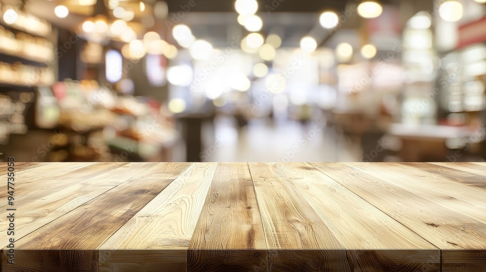Poster Creating a blank wood table mockup using a dark brown, empty wooden table with a transparent background