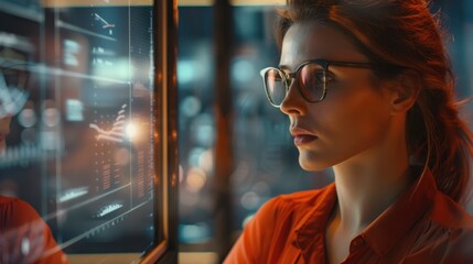 The professional analyzing data screen