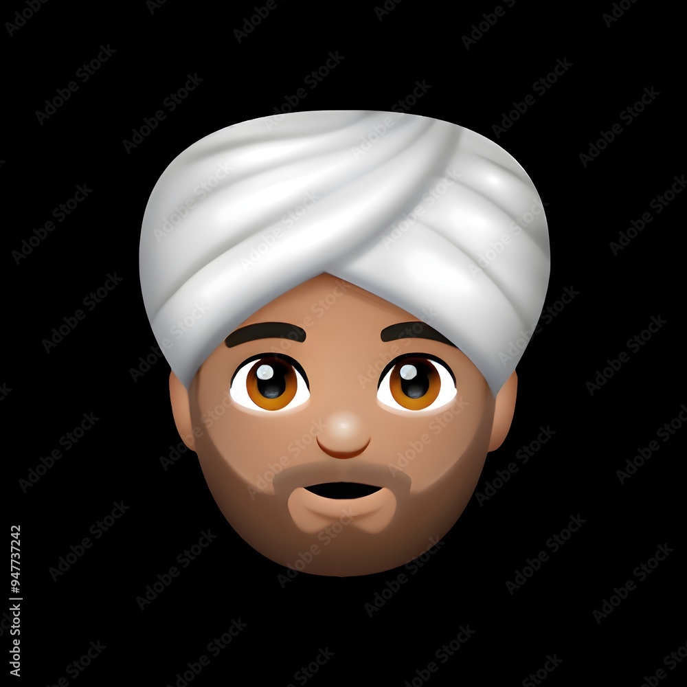 Wall mural man wearing turban emoji