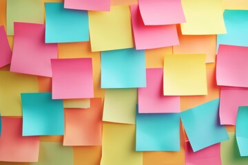 Fototapeta premium An artistic and colorful collection of sticky notes, arranged on a bright and vibrant background