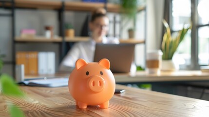 Obraz premium The Piggy Bank Office.
