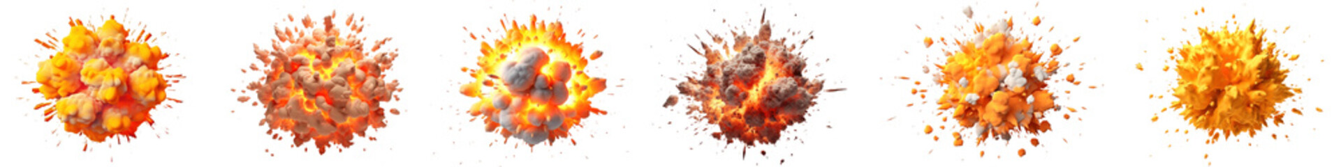 3d color explosion png cut out element set