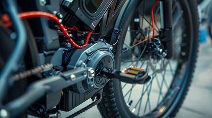 An inside view of the motor and battery pack of an electric bike
