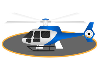 Helicopter Parked at Helipad. Vector Illustration. 