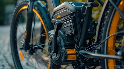 An inside view of the motor and battery pack of an electric bike