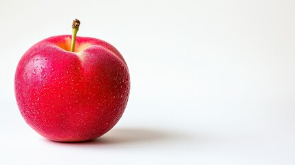 Freshly picked Japanese peach with vibrant skin, placed against a white background, offering ample space for text.