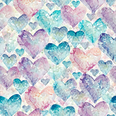 Dreamy Pastel Blue Watercolor Hearts Patterns Background Vector Illustration, Dreamy Pastel Blue Watercolor Hearts Patterns 