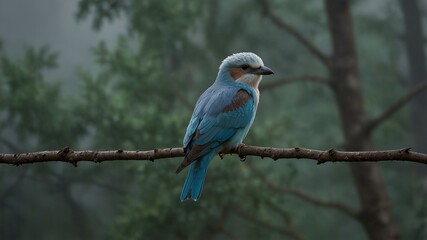 Bird, European Roller in their habitat