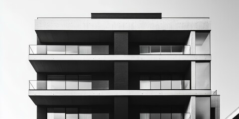 Modern building with balconies and windows.