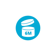 6m PAO icon. Period after opening sign icon isolated on transparent background