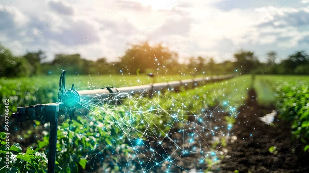 Poster automated irrigation system powered by iot technology ensuring optimal water use and efficiency in a