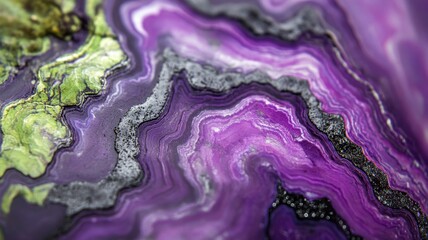 Obraz premium Polished stichtite close-up with vivid purple and green swirling patterns