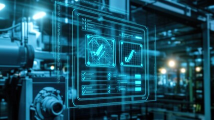 Industrial automation screen displaying checkboxes, representing efficient workflow management and business process optimization in a high-tech environment.
