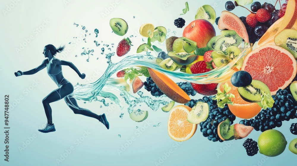 Fototapete infographic on the impact of nutrition and hydration, with dynamic visuals illustrating their import