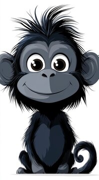 recommend clip art: Adorable Cartoon Monkey Sitting and Smiling