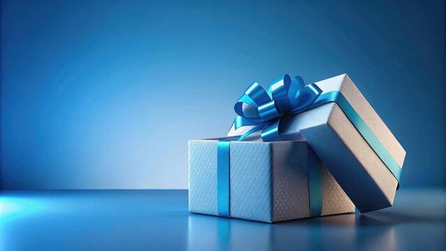 open gift box with surprise package on blue background, gift, box, surprise, package, render,open, blue background