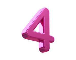 3d metallic pink number 4