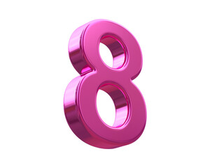 3d metallic pink number 8
