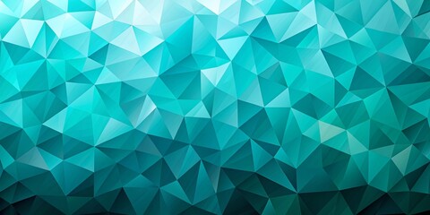 Obraz premium Low poly triangle mosaic background in teal shades, creating a mesmerizing visual effect