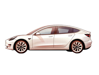Obraz premium White Electric Car Side View Digital Art