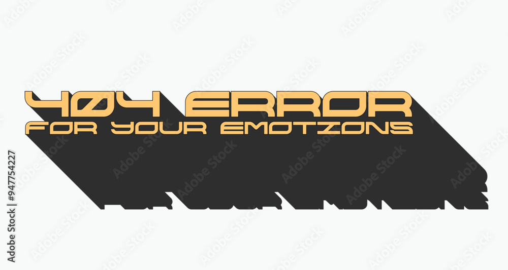 Poster high tech futuristic imposed typography of '404 error' on yellow solid color with black shadow