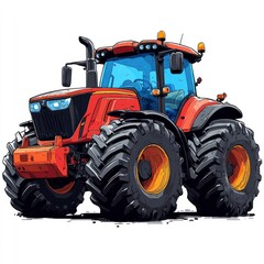 Obraz premium Powerful Red Tractor Illustration