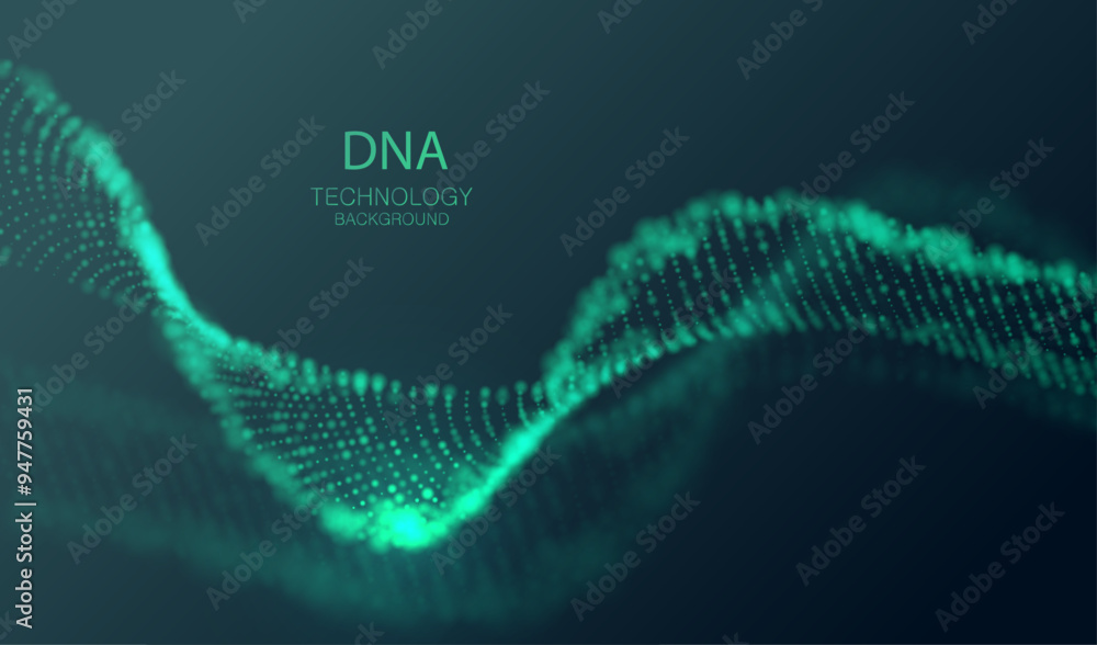 Aufkleber artificial intelligence dna particle waves future connect innovation vector design. big data biology