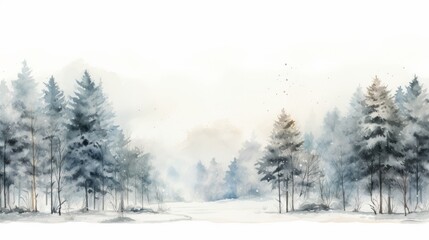 Fototapeta premium winter season 22 December to 22 March Style Watercolor Generative AI