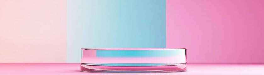 Obraz premium High-end glass podium, precise symmetry, luxury minimalism, flat design illustration