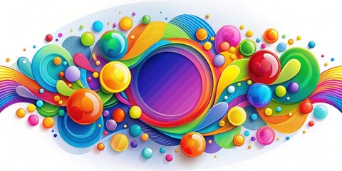 Obraz premium Symphony of multicolor abstract shapes in full bloom , colorful, vibrant, geometric, modern, art, design, pattern