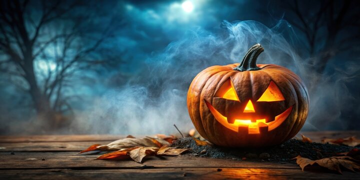 Creepy pumpkin in a spooky horror setting, Pumpkin, Halloween, Scary, Eerie, Fear, Dark, Haunted, Atmosphere