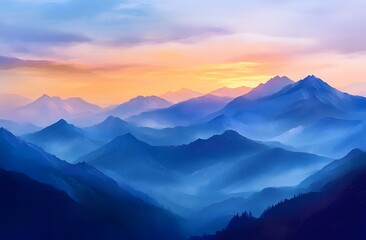 Fototapeta premium A beautiful view of the mountains at sunrise