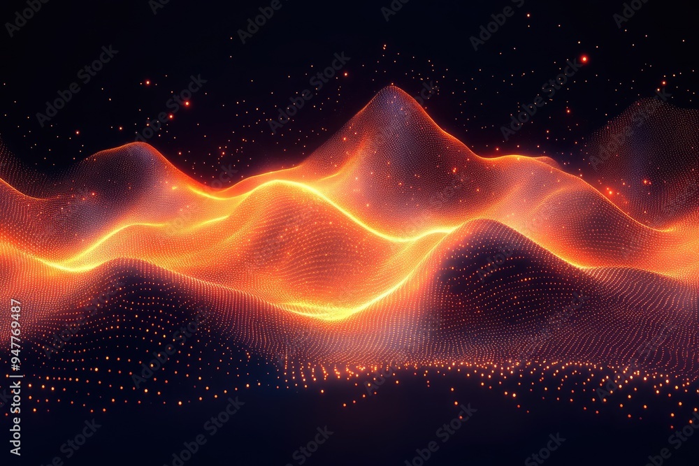 Poster abstract digital wave with glowing lights. perfect for backgrounds or technology concepts.