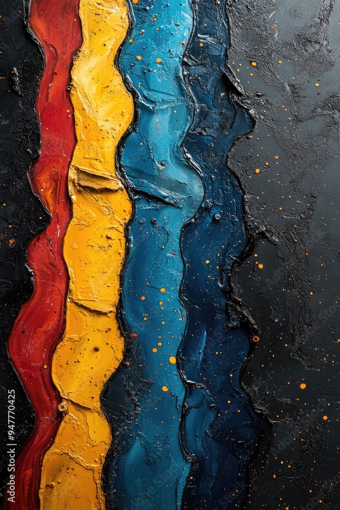Poster abstract painting with colorful lines. this image showcases a dynamic art piece with bold strokes an