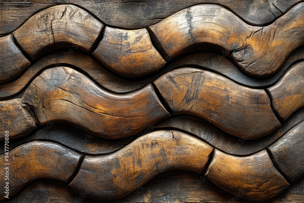 Poster wooden planks form a wavy pattern. this texture is perfect for projects that need an rustic, natural