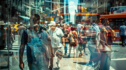 Reflections of Urban Life in a City Window