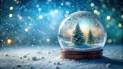 Snowglobe with a winter wonderland scene inside, covered in snow and glitter, snowglobe, winter, snow, holiday, decoration