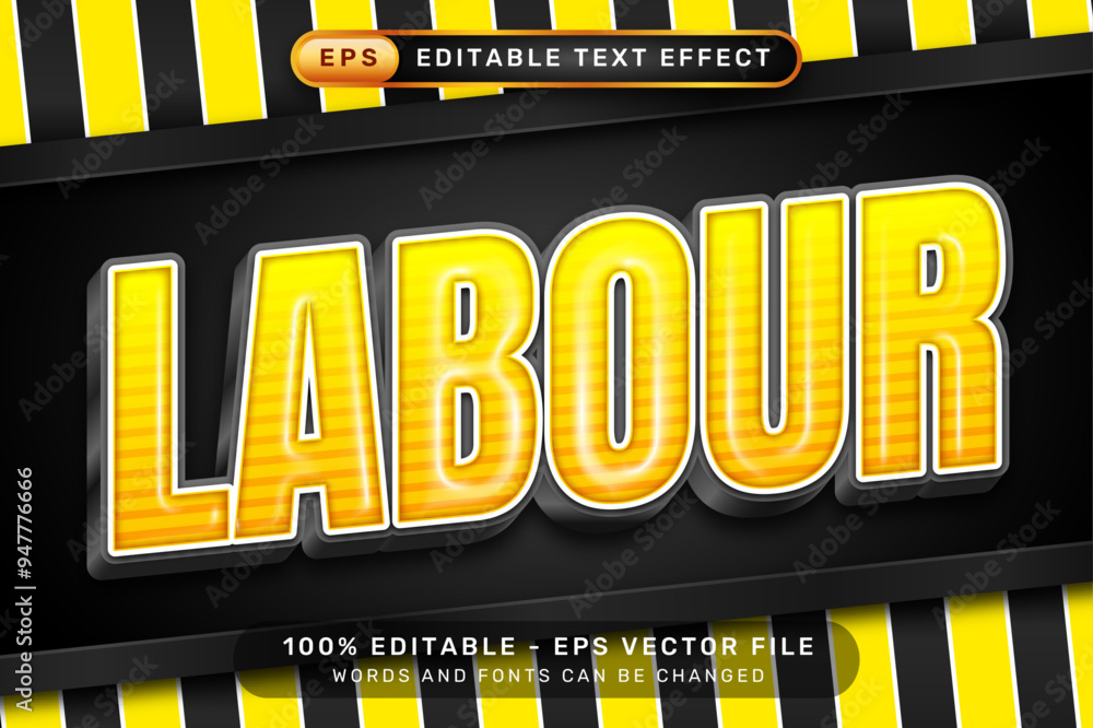 Aufkleber labor day 3d text effect and editable text effect