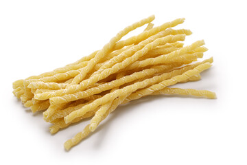 A type of Italian pasta called Busiate, which is made by twisting long, thick noodles around a knitting needle.