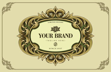 luxury landscape frame baroque style ornament decoration for product design, labels, stickers, merchandise, posters and for your company or brand