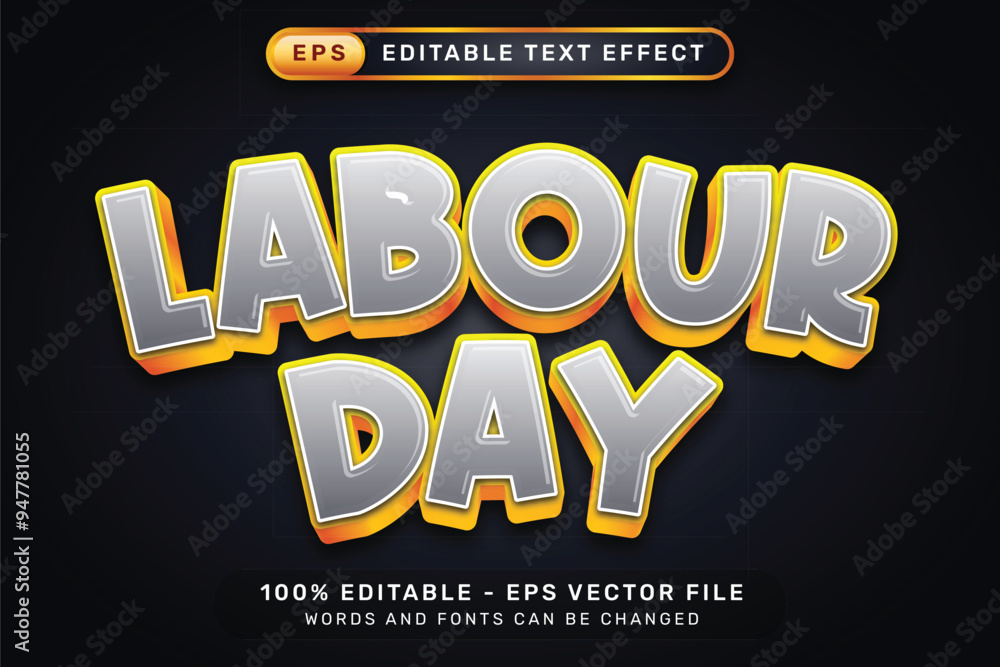Aufkleber labor day 3d text effect and editable text effect