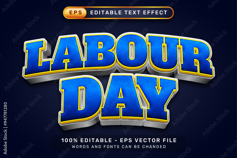Aufkleber labor day 3d text effect and editable text effect