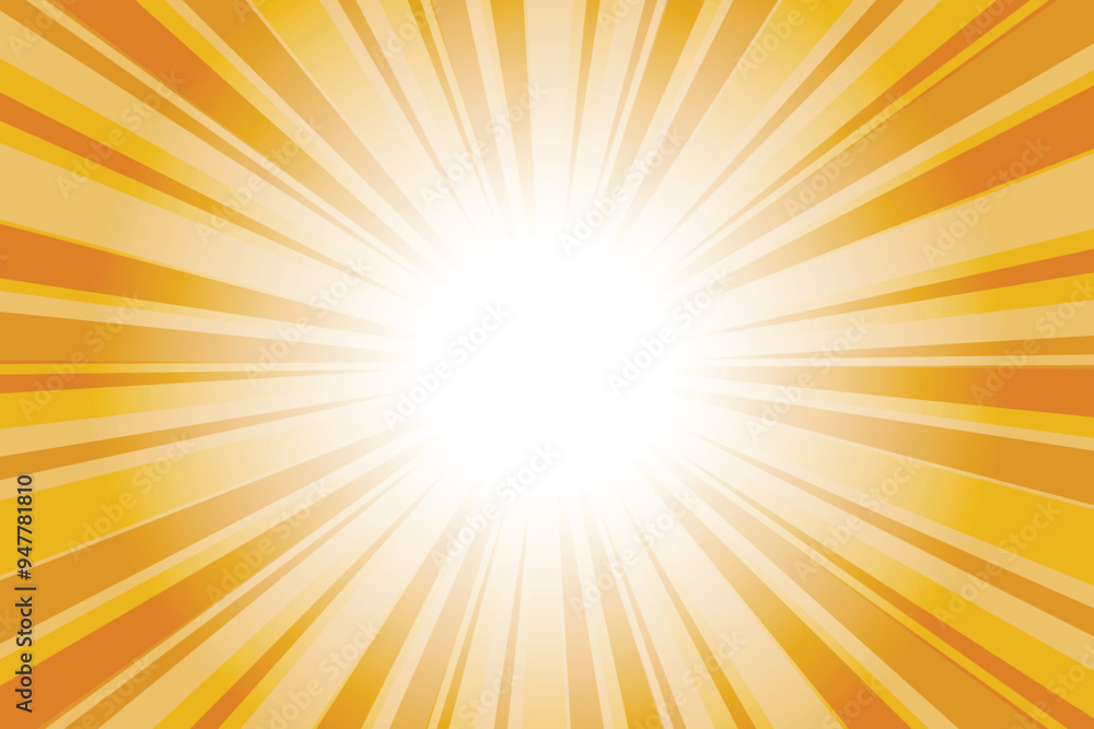 Poster Abstract yellow sun rays background. Earth yellow sunburst background with glowing light rays. Bright rays background for summer themes, energy concepts and vibrant designs.