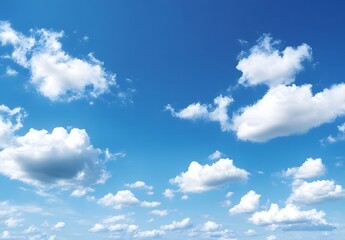 Naklejka premium clear blue sky with white clouds, viewed from above