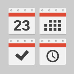 Icon page calendar - 23 day, agenda, timer, done
