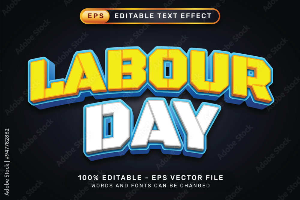 Aufkleber labor day 3d text effect and editable text effect